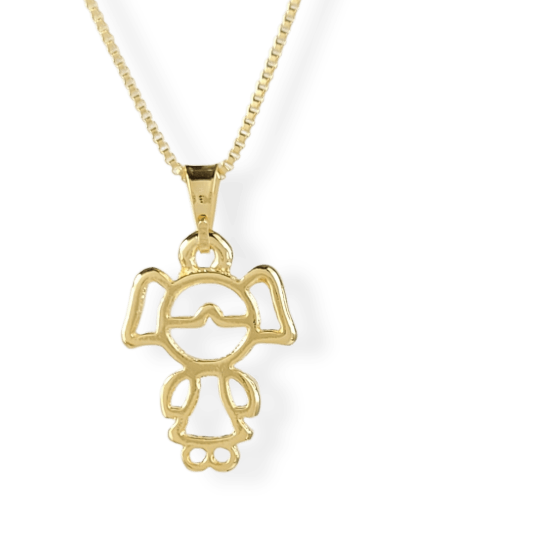 Colar pingente menina banho ouro 18k