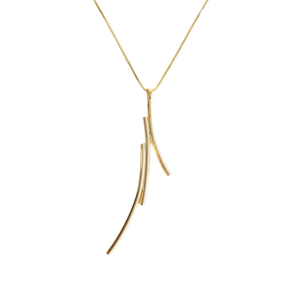 Colar pingente bailarina G prata 950 banho ouro 18k