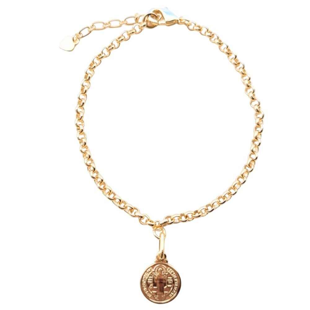 Pulseira com pingente São Bento P banho ouro 18k