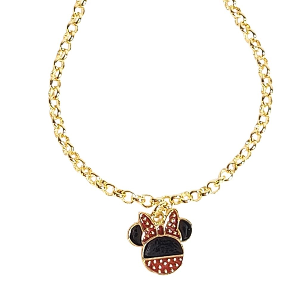 Pulseira infantil pingente esmaltado banho ouro 18k