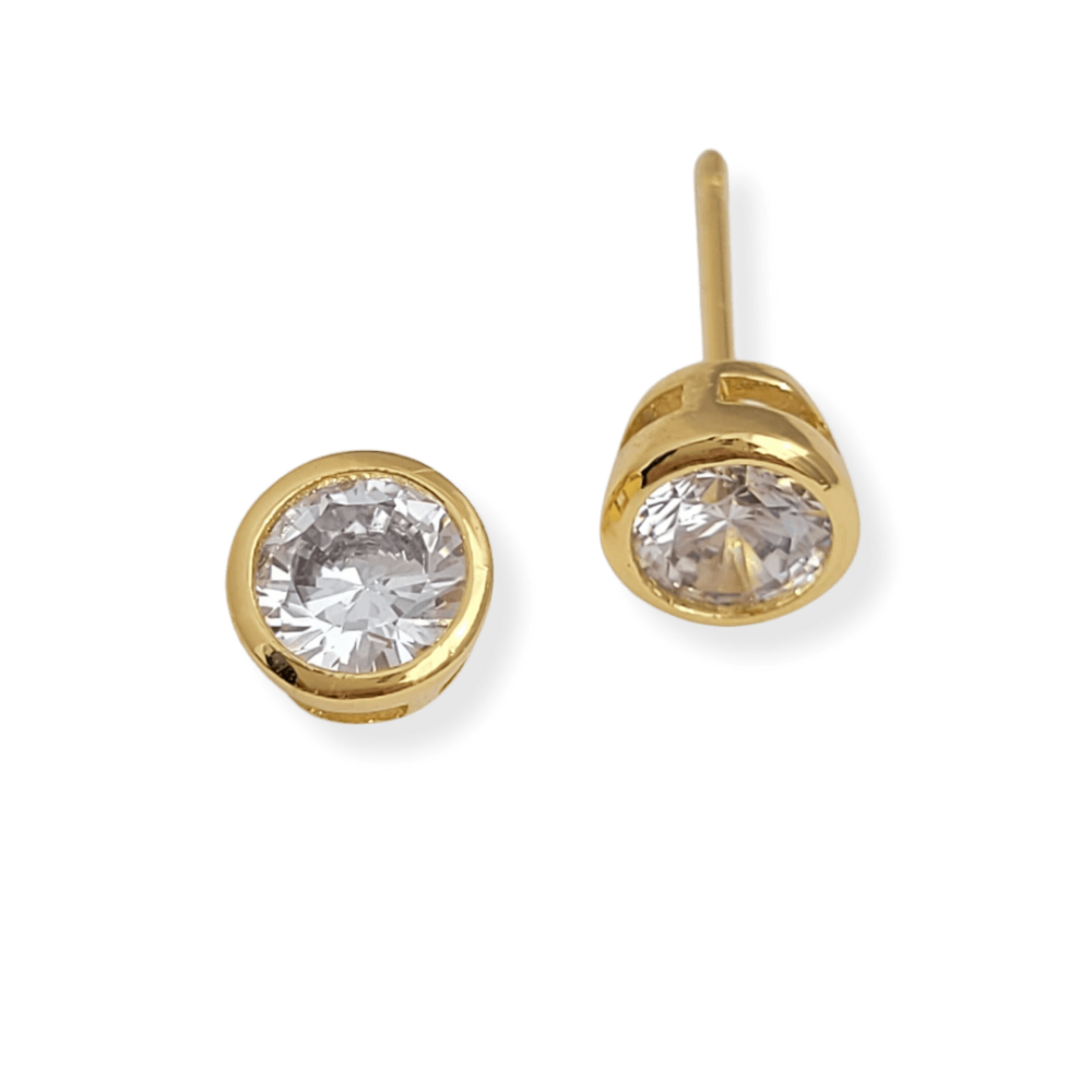 Brinco ponto de luz cravação inglesa zircônia cristal 5mm banho ouro 18k