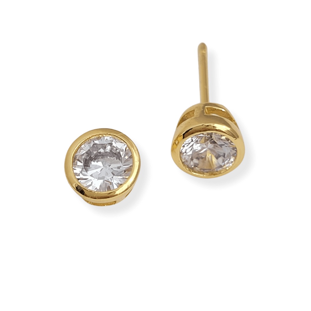 Brinco ponto de luz cravação inglesa zircônia cristal 5mm banho ouro 18k