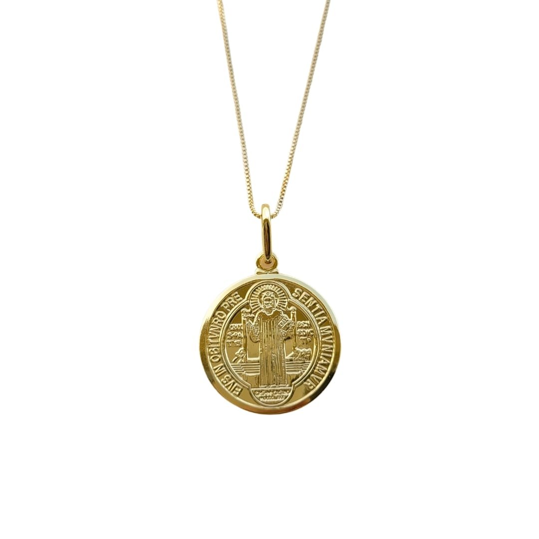 Colar São Bento G banho ouro 18k
