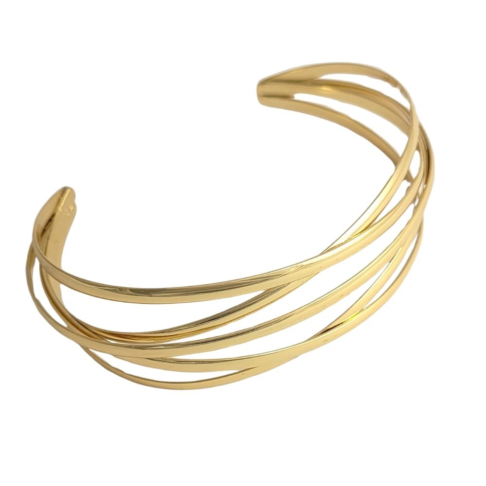 Pulseira bracelete 5 fios entrelaçados banho ouro 18k