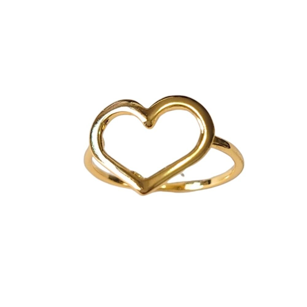 Anel de fio coração vazado 2 banho ouro 18k