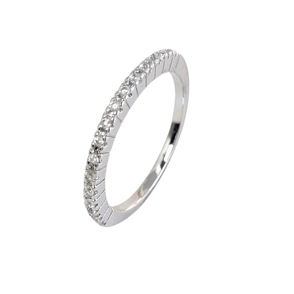 Aliança aparador cravejada micro zircônias cristal banho ródio