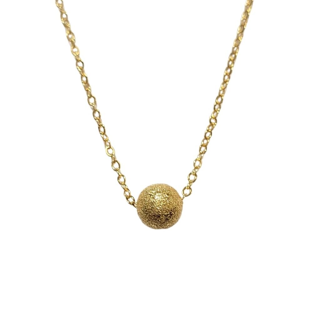 Colar solitário esfera diamantada banho ouro 18k