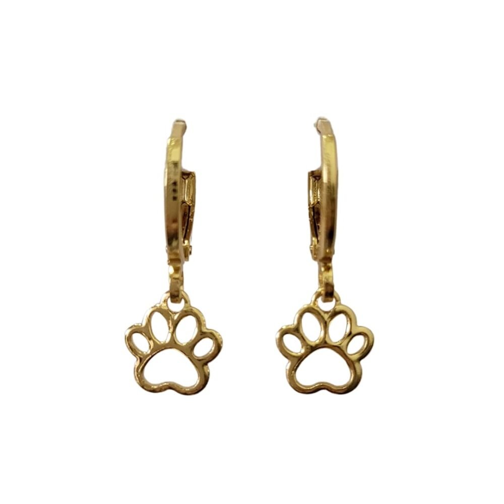 Brinco argolinha patinhas banho ouro 18k