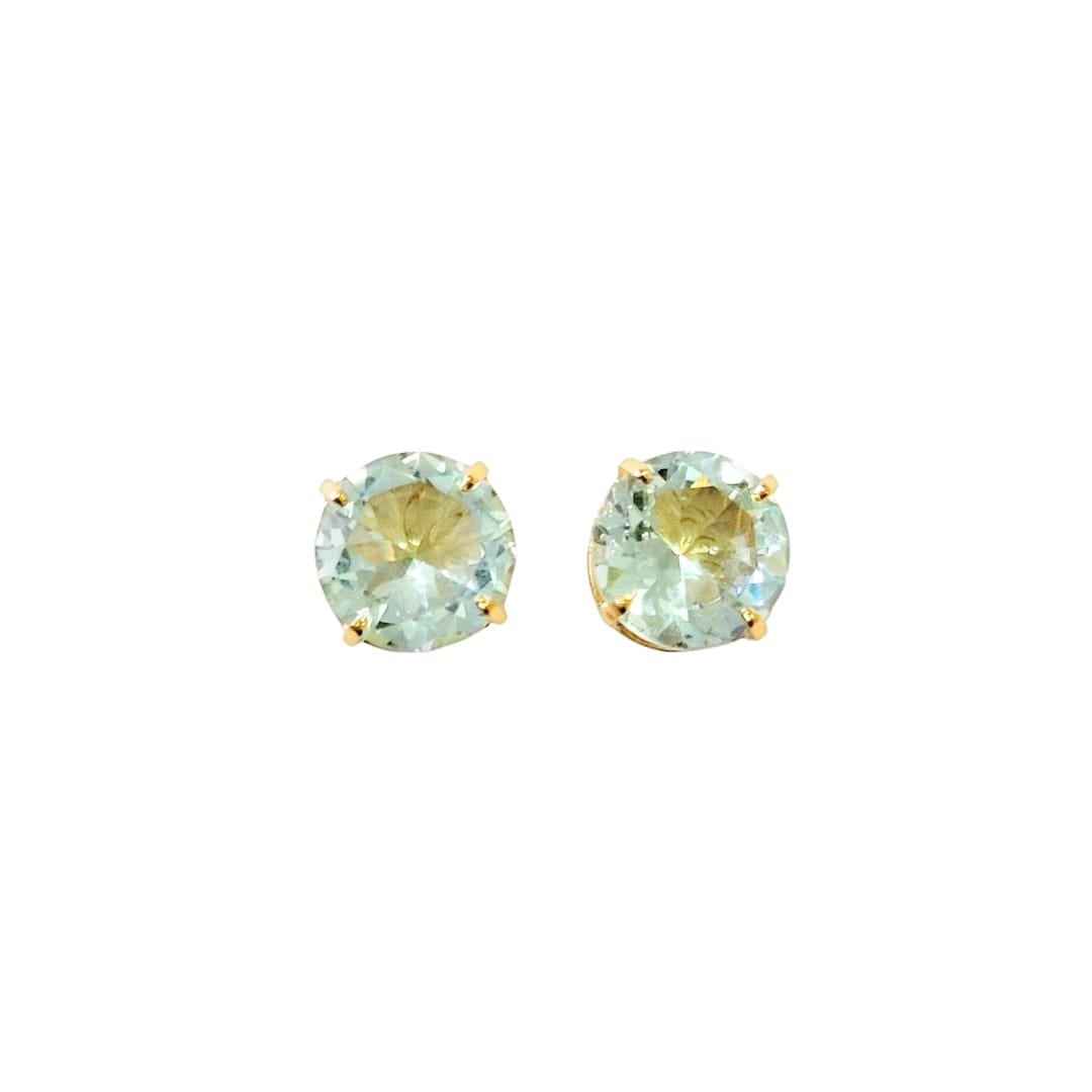 Brinco ponto de luz 6mm zircônia topazio azul banho ouro 18k