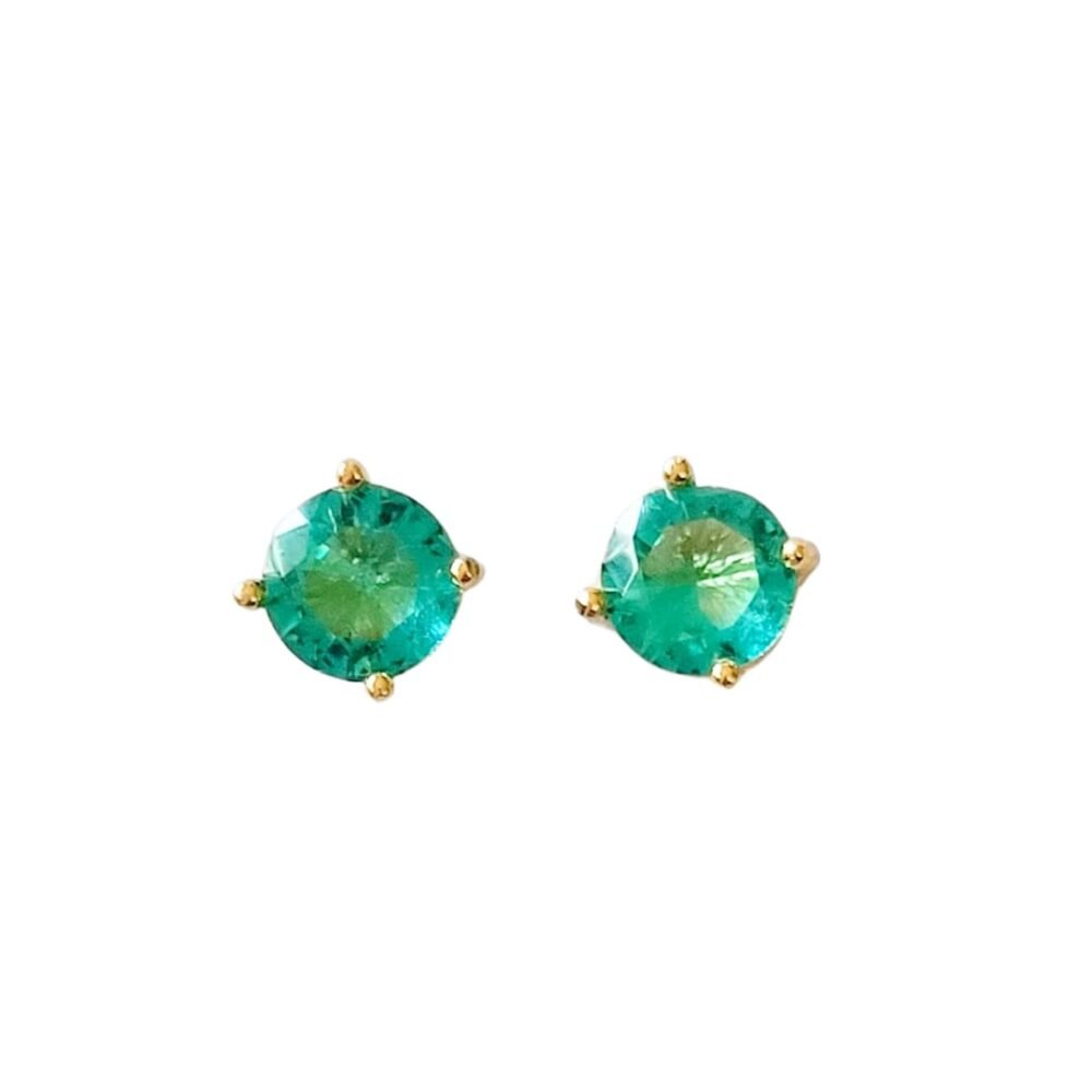 Brinco ponto de luz 6mm zircônia turmalina banho ouro 18k