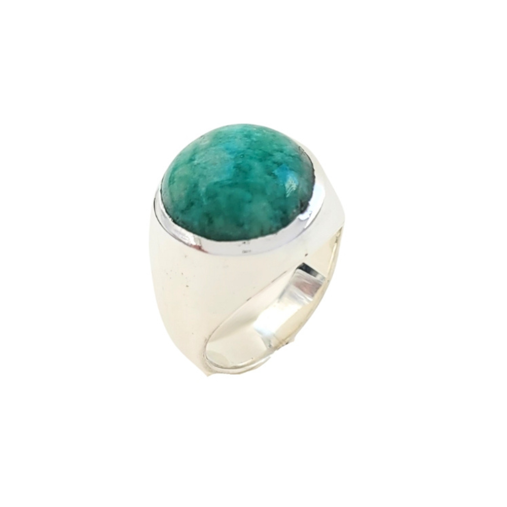 Anel prata 950  pedra natural amazonita